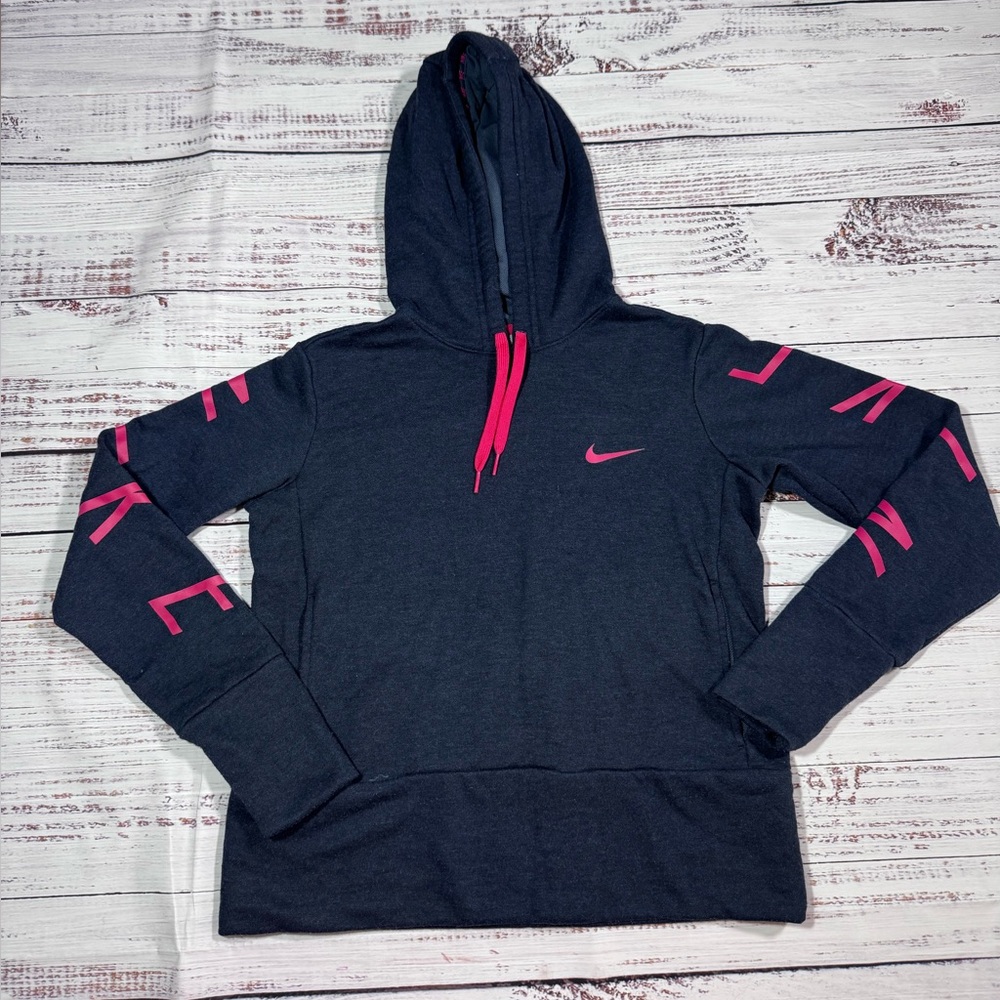 Nike Navy Hoodie with Bright Pink Trim
